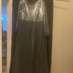 Floor length tool skirt with sequins long sleeve top
